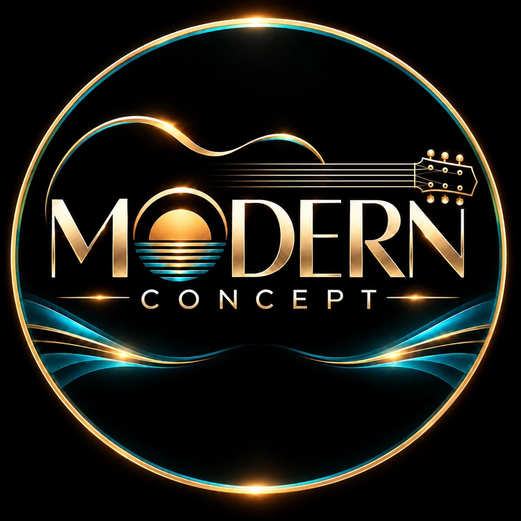 Modern Concept circular gold and teal logo